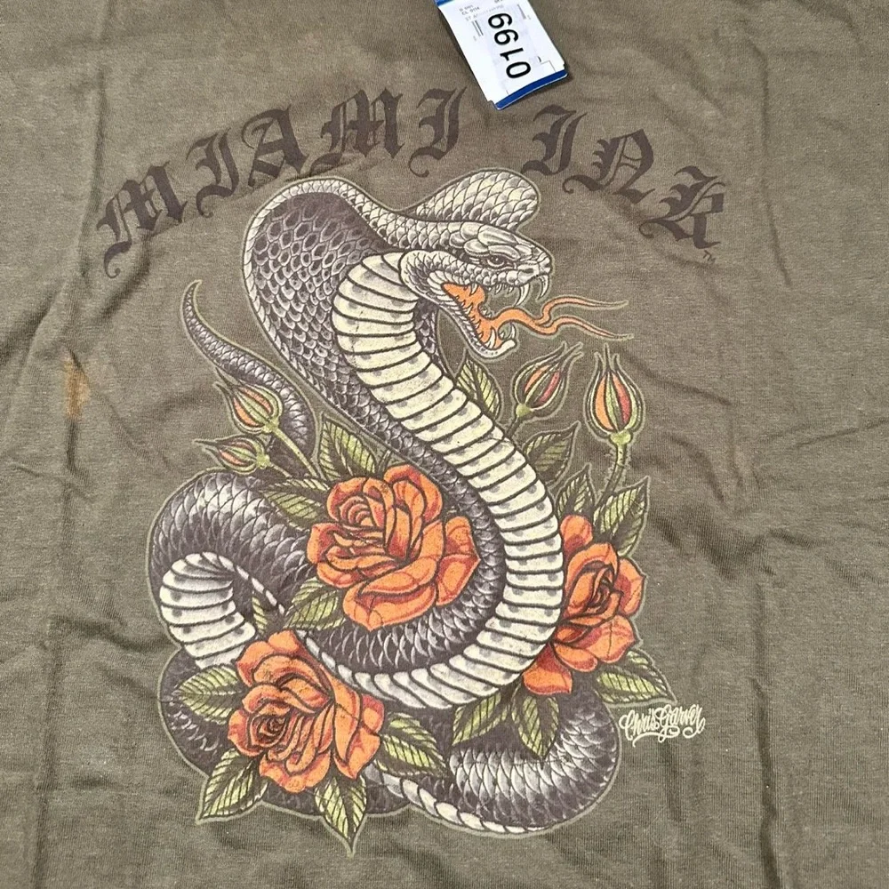 Miami Ink NWT Men’s Cobra‎ Tattoo Olive T-Shirt Size 4XL